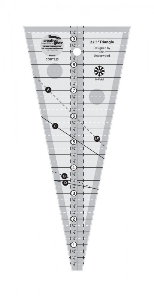 Creative Grids 22.5 degree Ruler